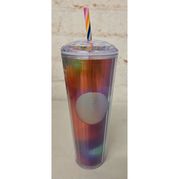 Starbucks 2021 Rainbow Pride Cold Cup Tumbler Prism Dome Lid W Stripe Straw 24oz - Picture 2 of 6